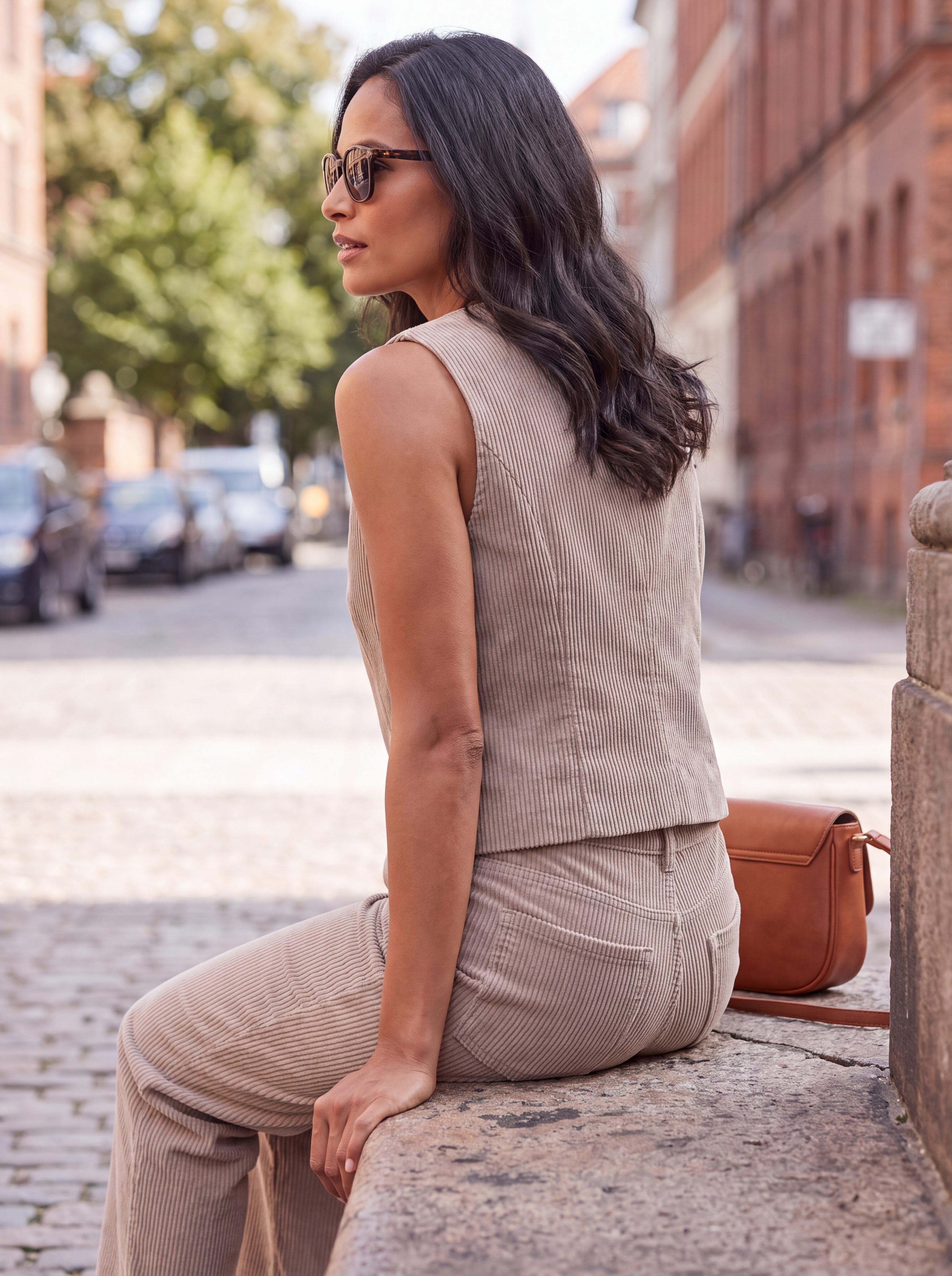 Dámska menčestrová vesta BROADEWAY NAC FASHION TAUPE Tmavá zemitá béžová s.WEAR 4